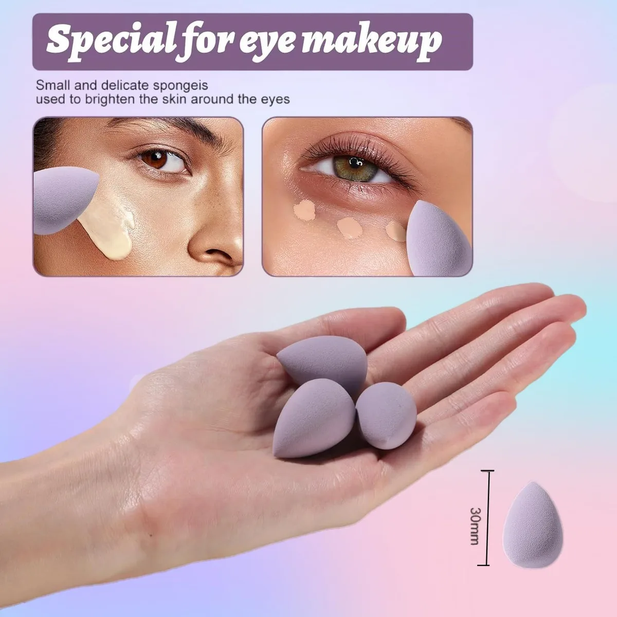 mini makeup sponges blending concealer under the eyes