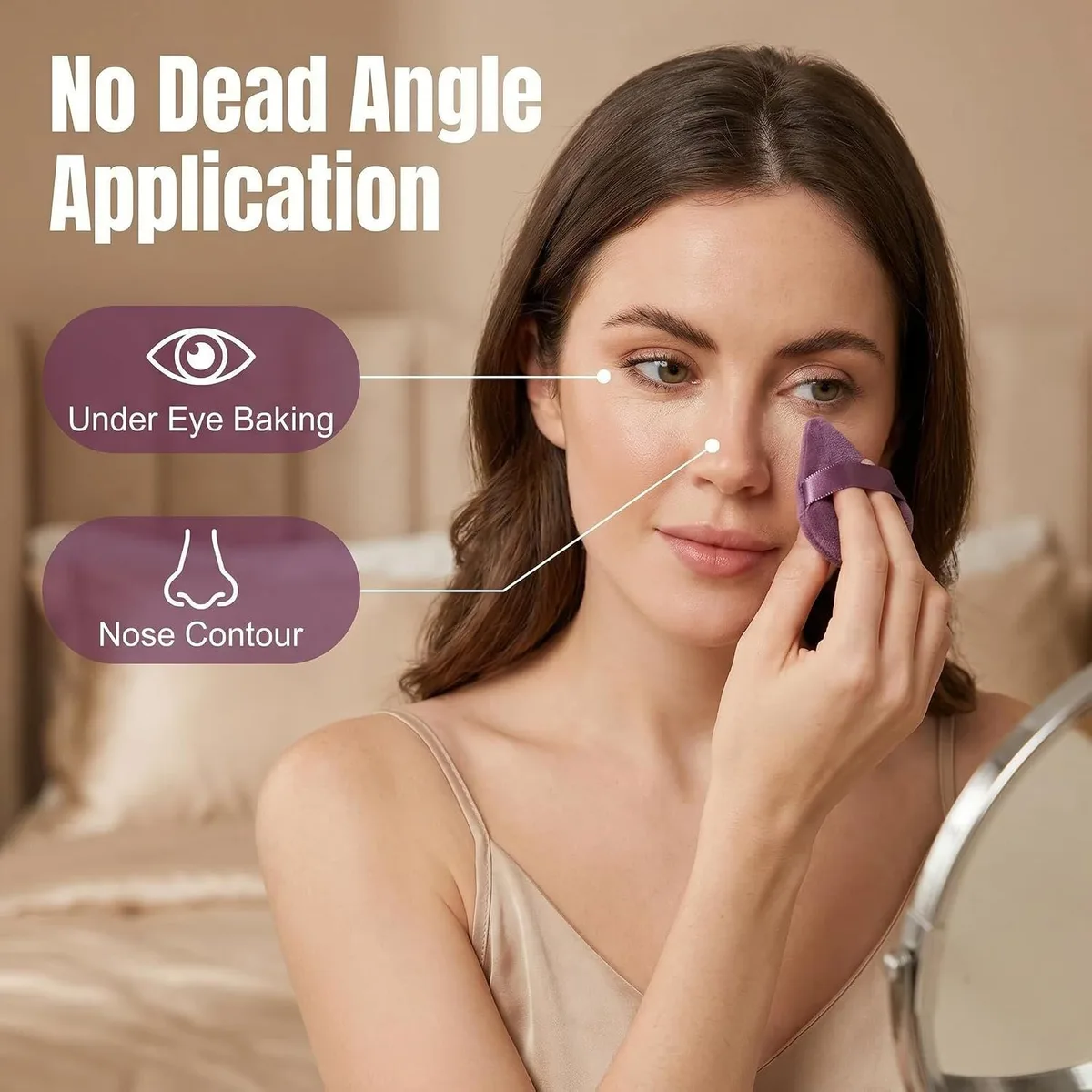 triangle powder puff used for under-eye baking and nose contour