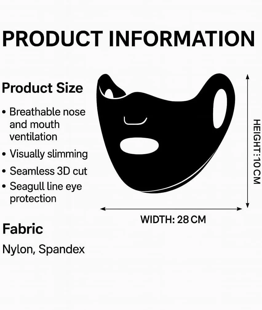 UV face mask size 28 cm wide and 10 cm high, nylon and spandex