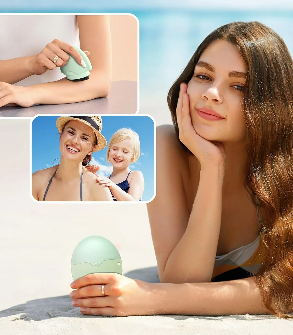 sunscreen applicator roller used on the arm and face at the beach