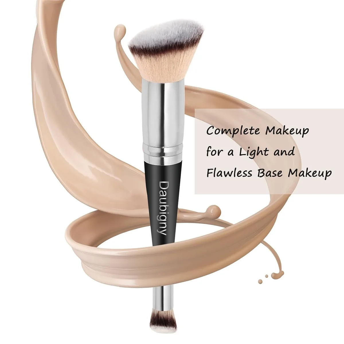 dual-ended foundation and concealer brush with a swirl of foundation