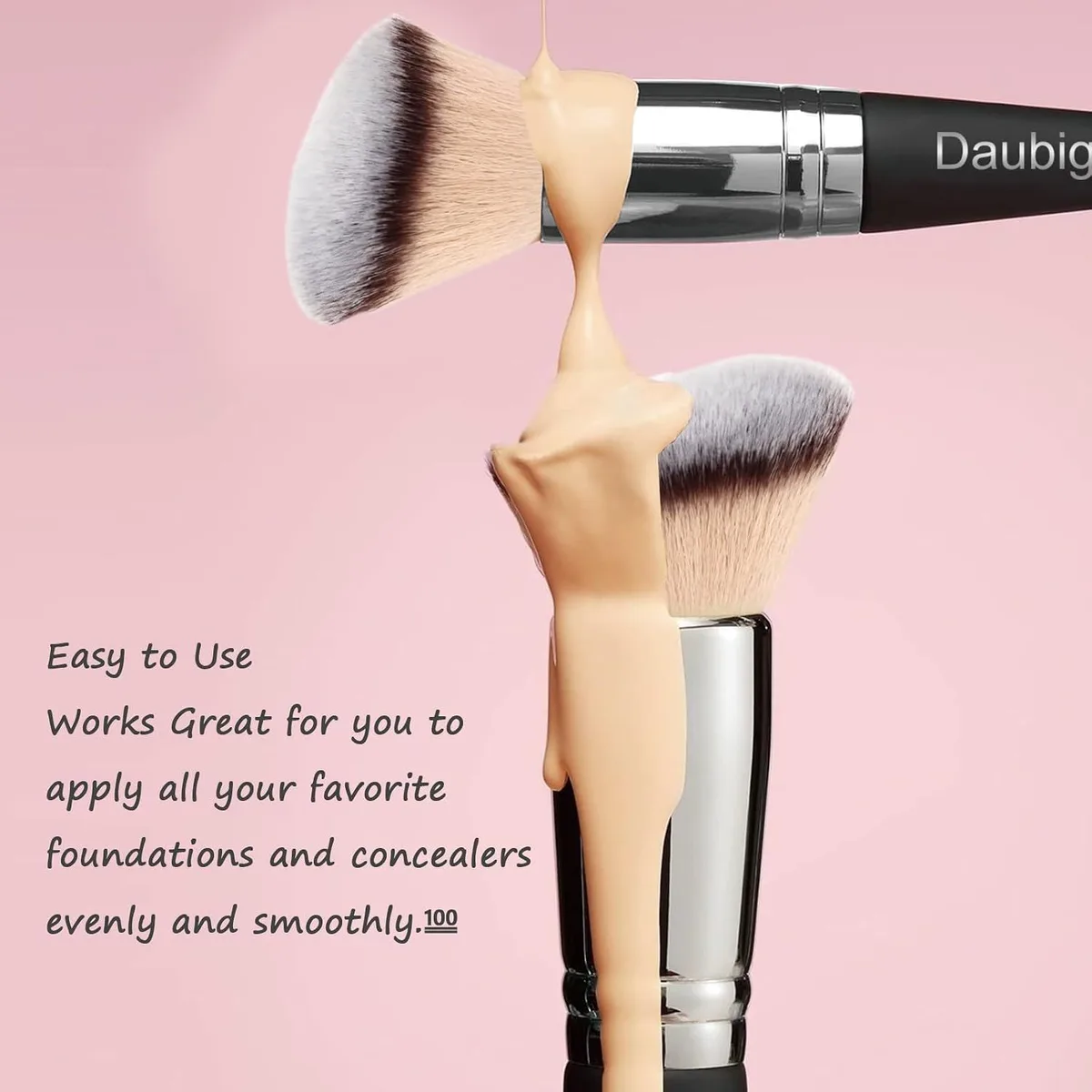 dual-ended foundation brush picking up liquid foundation
