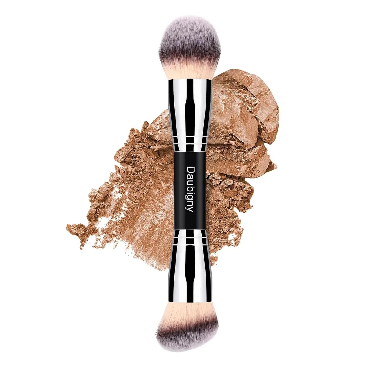 dual-ended foundation brush with pressed powder