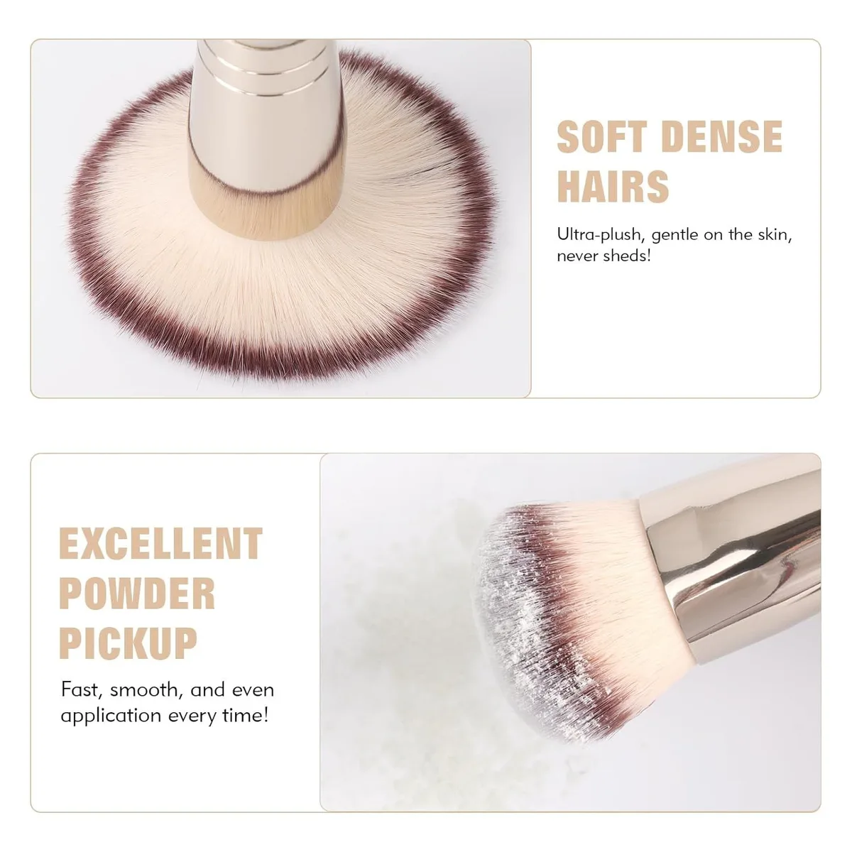 dense soft bristles of the dual-ended foundation and powder brush