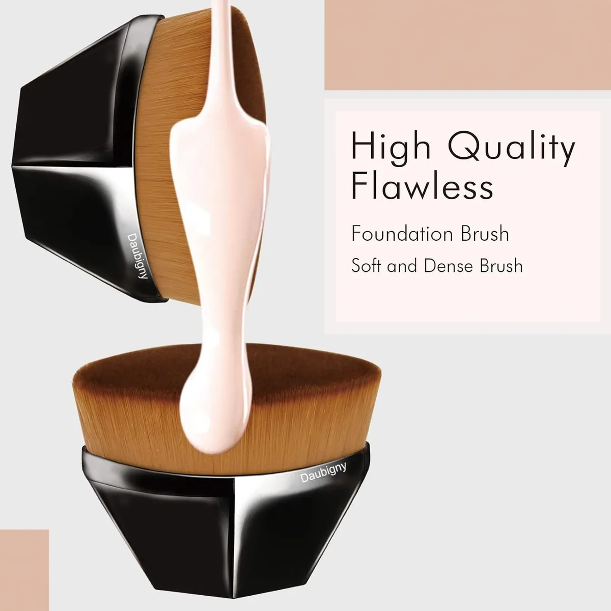 liquid foundation on the soft dense bristles of the kabuki brush