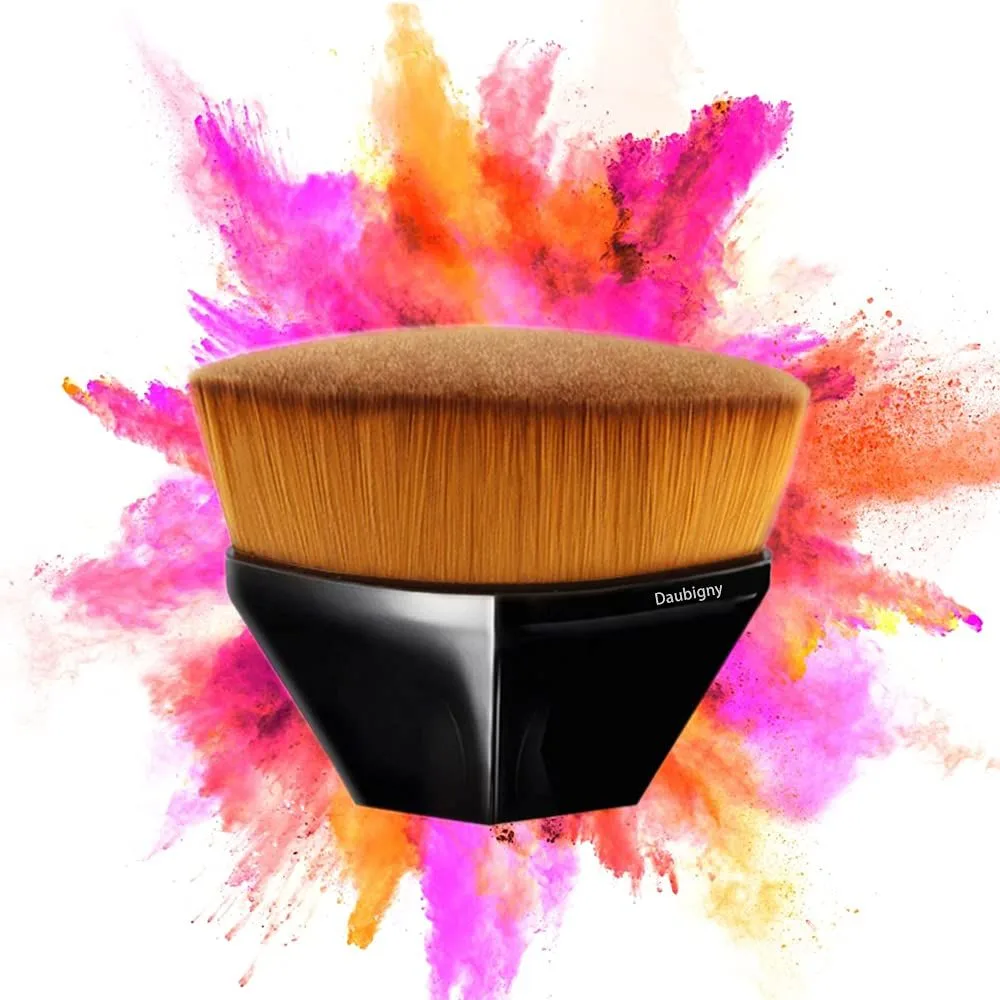 flat top kabuki foundation brush with colored powder