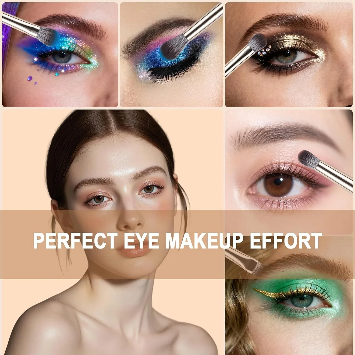 colorful eye makeup looks created with the eye makeup brush set