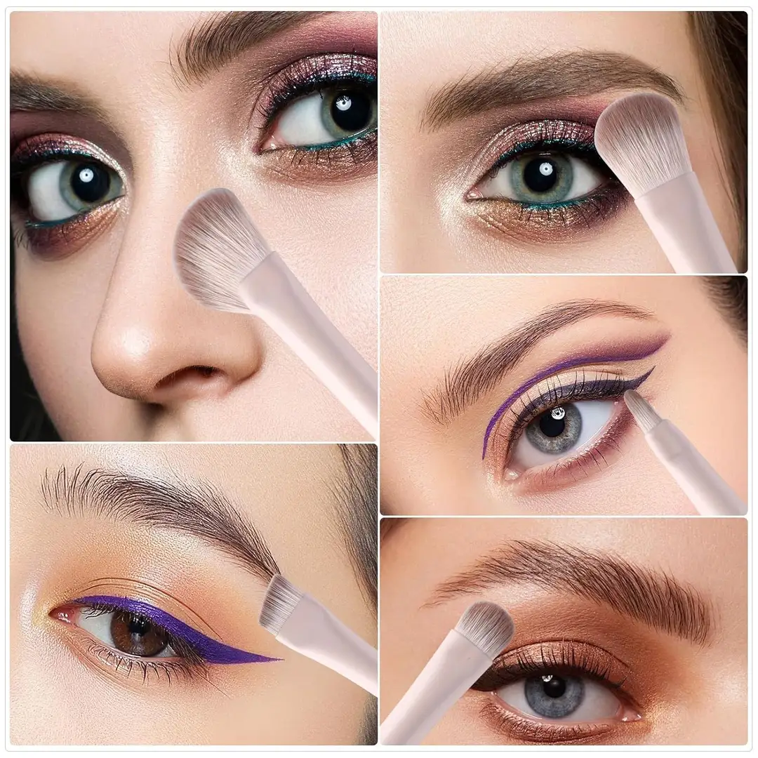 eyeshadow, eyeliner and brow brushes used on the eyes