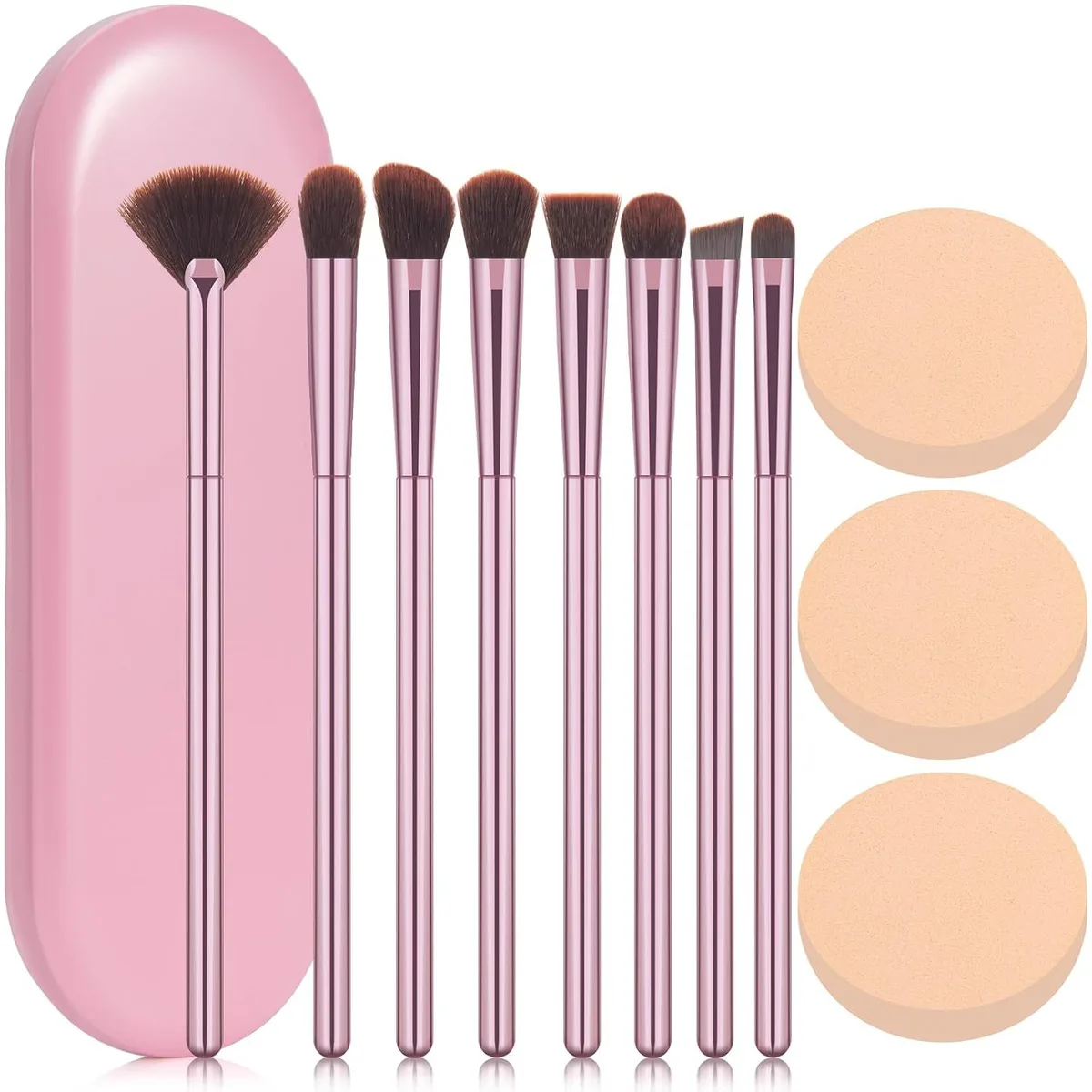 contents of the pink eyeshadow brush set