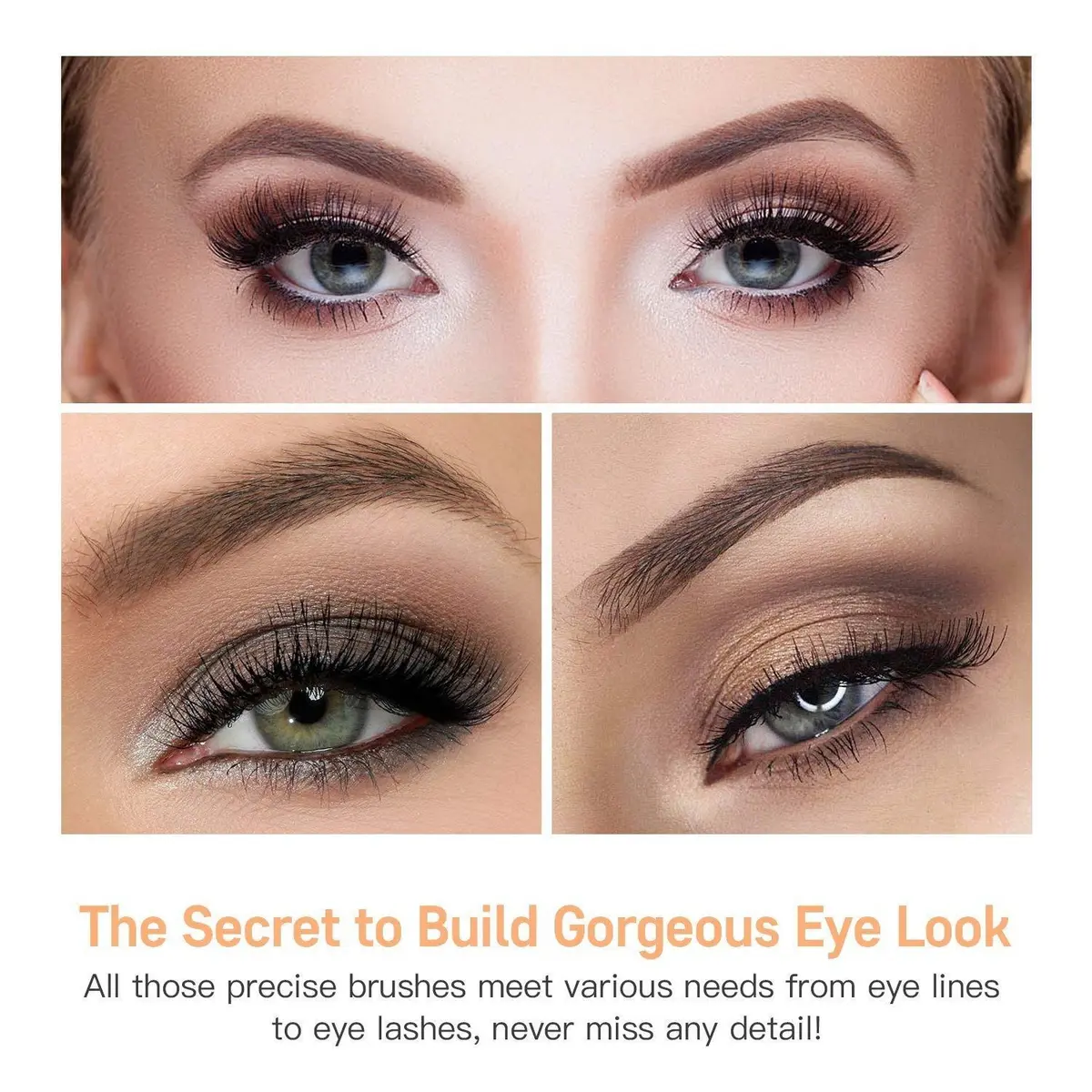 eye looks from lash line to brows created with the 12-piece brush set