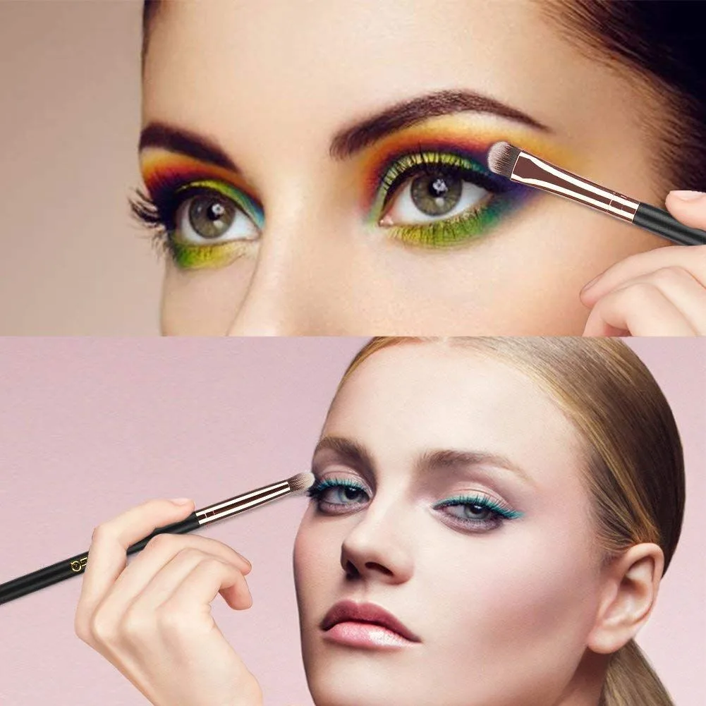 applying bold eyeshadow and liner with the eye makeup brushes