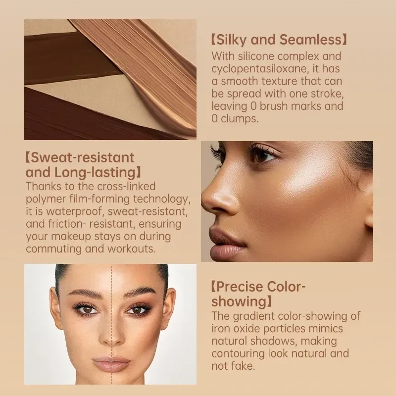 sculpted cheekbones and jawline made with the liquid contour wand