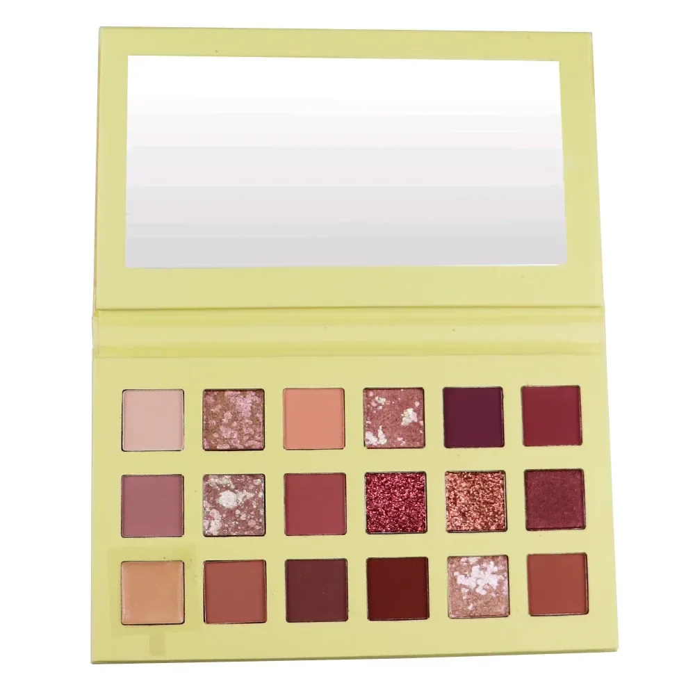 matte, shimmer and glitter pans in the rose nude eyeshadow palette