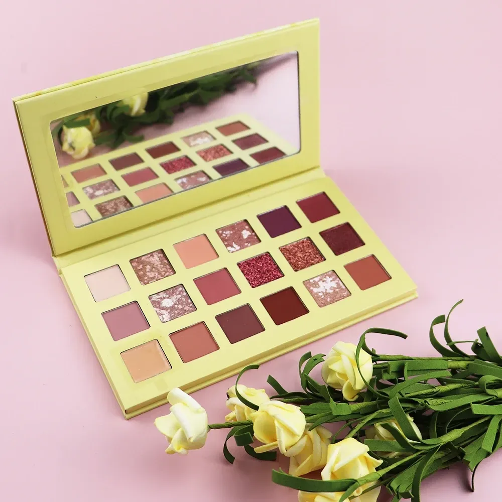 rose nude eyeshadow shades reflected in the palette mirror