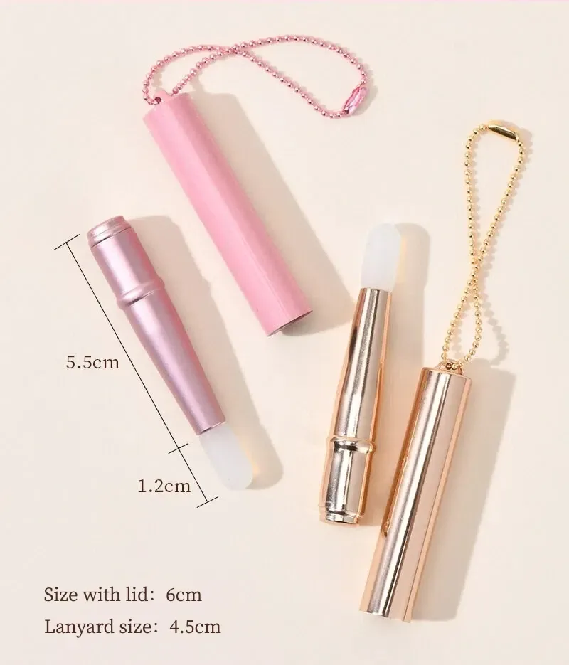 mini silicone lip brush size with cover and chain