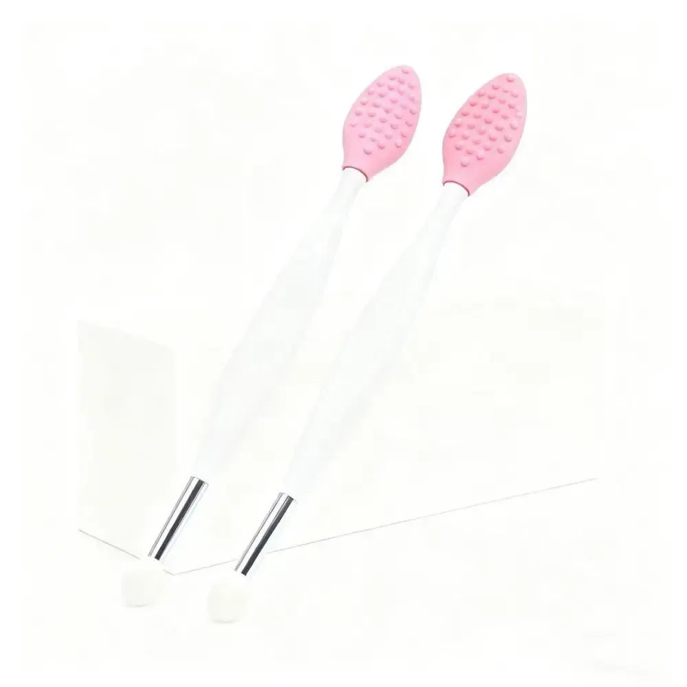 two pink silicone lip scrub brushes side by side