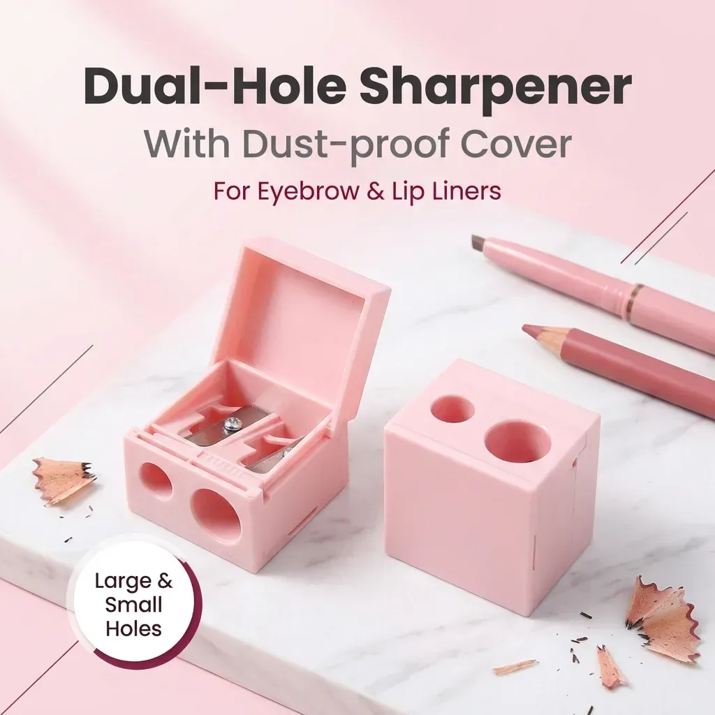 cosmetic pencil sharpener for lip liner and brow pencils