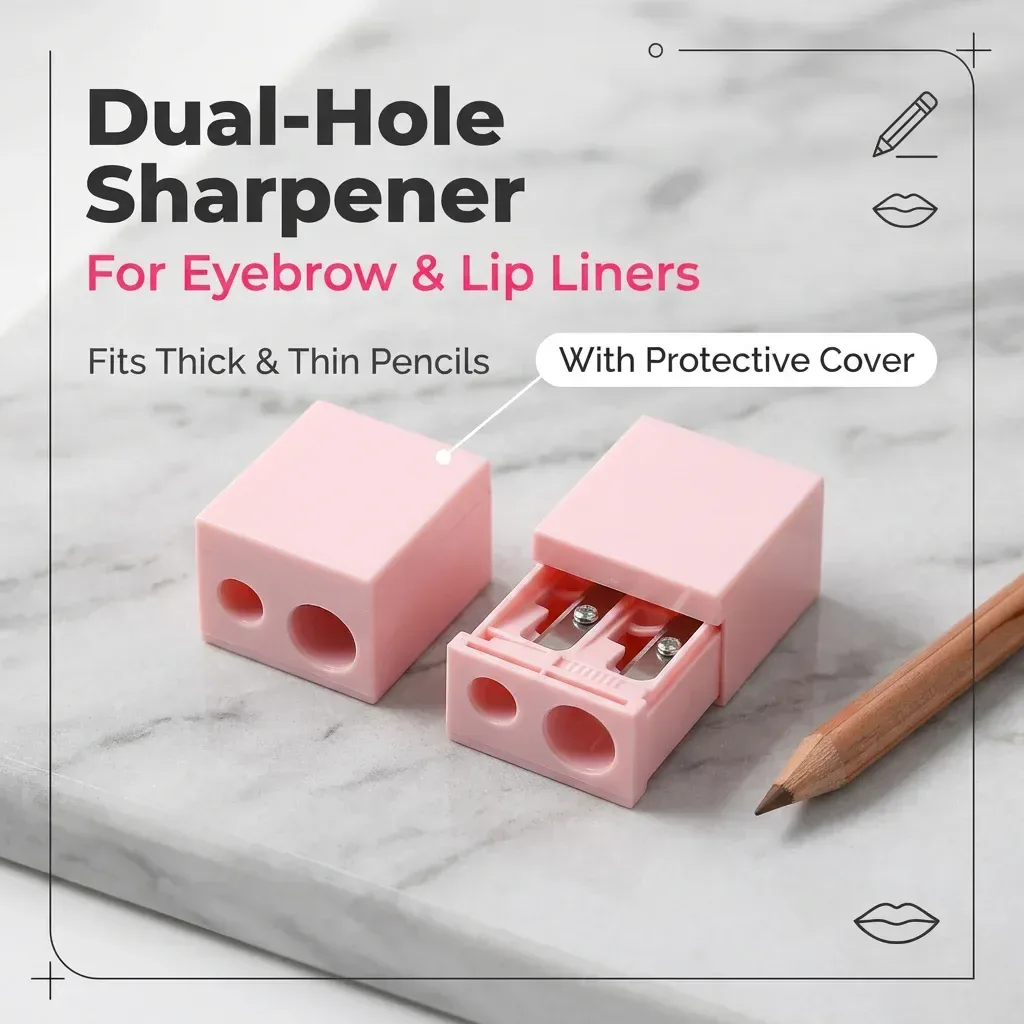 pink cosmetic pencil sharpener for thick and thin pencils