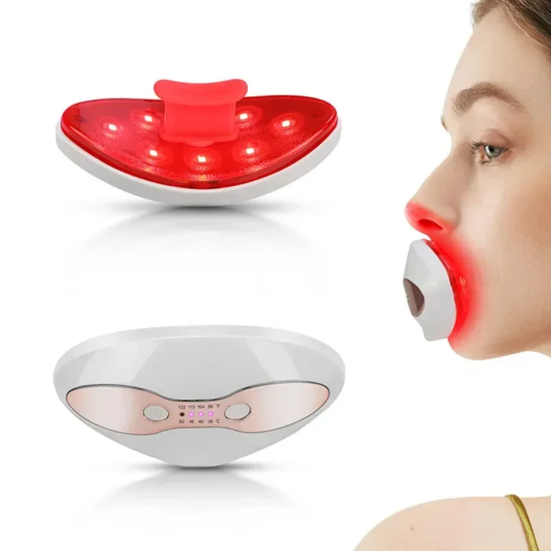 control panel of the heated LED lip care device with four warmth levels